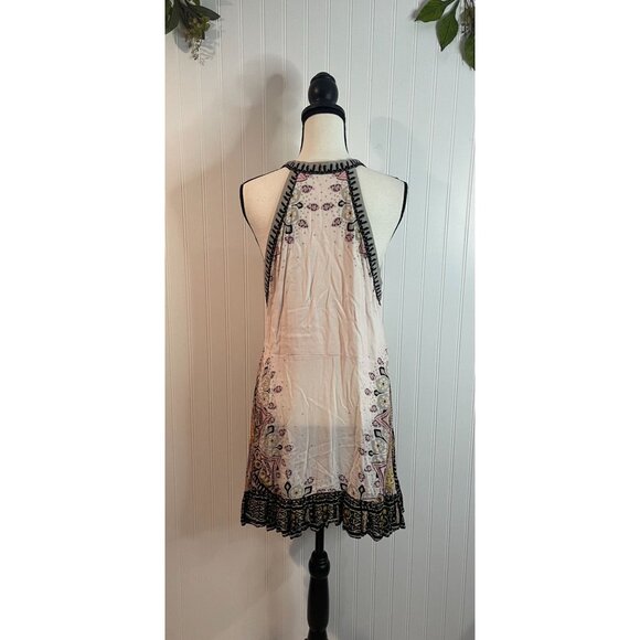 Free People Women’s L Tunic Top Mini Dress Steal The Sun Print Light Pink Boho - Picture 6 of 15